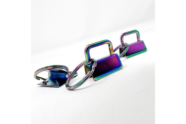 Rainbow Key Fobs 25mm Metal