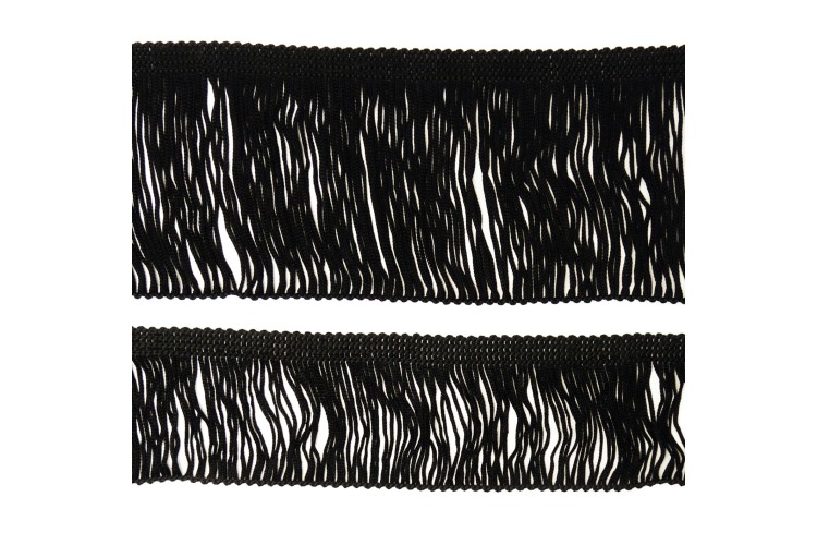 50mm Black Rayon Looped Fringe