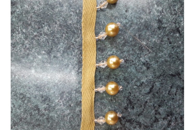 Gold Beaded Trim 1m Clearance