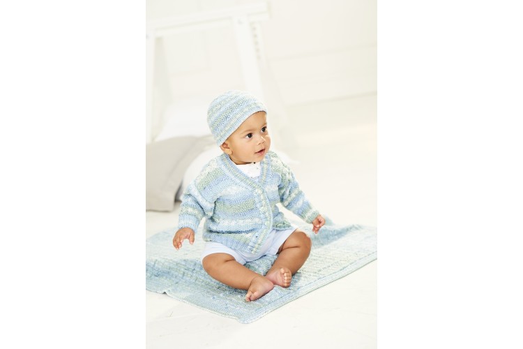 Baby Cardigan, Hat & Blanket DK 9845