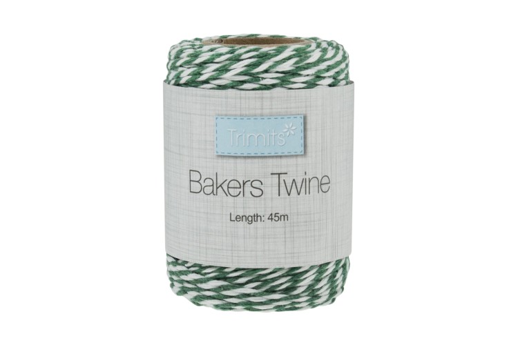 Bakers Twine 2mm Green & White 45m