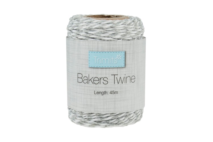 Bakers Twine 2mm Grey & White 45m