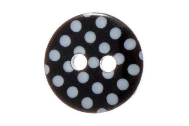 Black & White Spotty Button 12mm