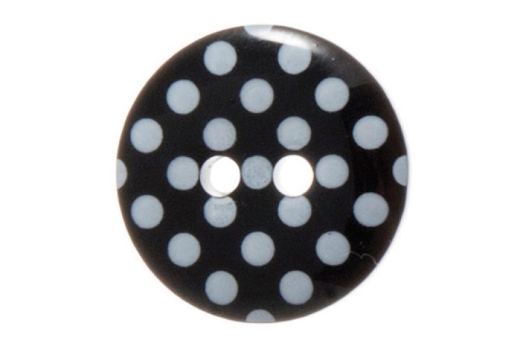 Black & White Spotty Button 15mm