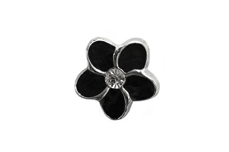 Black/Silver Flower Button 11mm