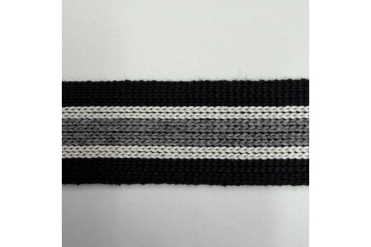 Black/White/Grey Striped Webbing 40mm wide