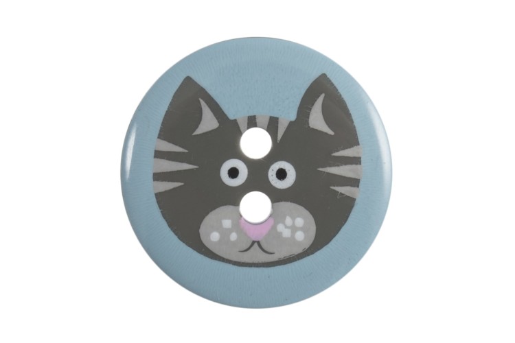 Blue Cat Button 19mm 