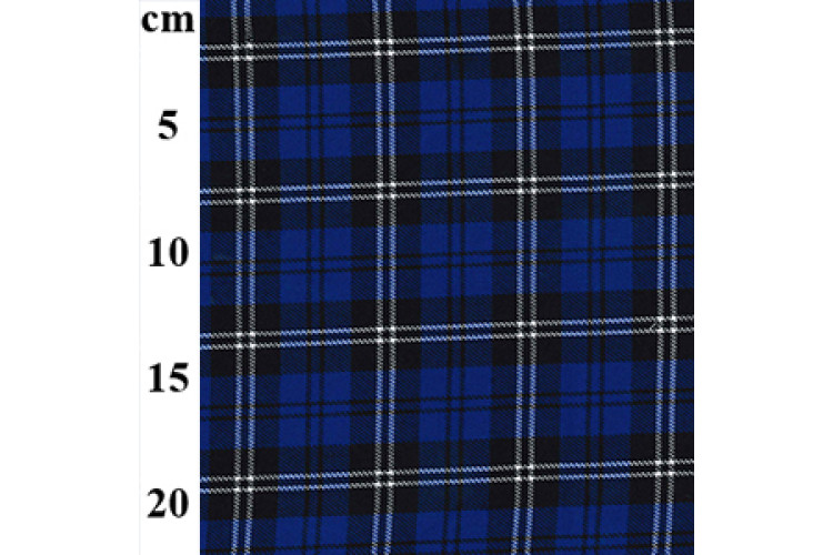 Blue Check Poly Viscose Tartan