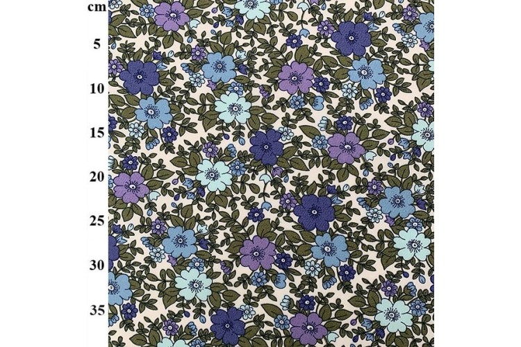 Blue Floral Cotton Poplin