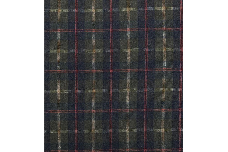Khaki/Navy Poly-Wool Plaid