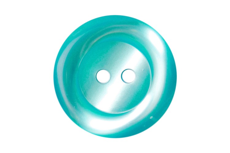 Blue Turquoise Round Rimmed Button 20mm