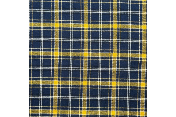 Brushed Cotton Tartan - Blue & Yellow