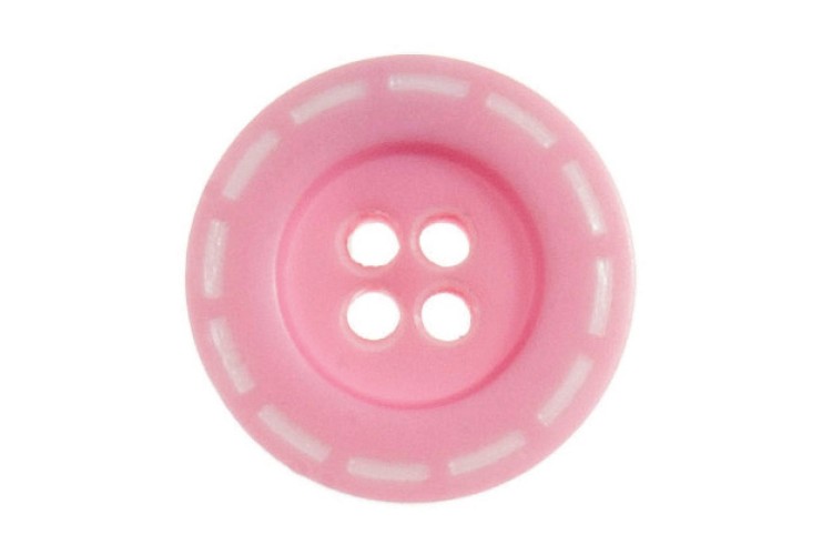 Buttons Stitched Design 18mm Pink