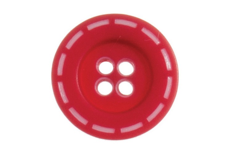 Buttons Stitched Design 18mm Red