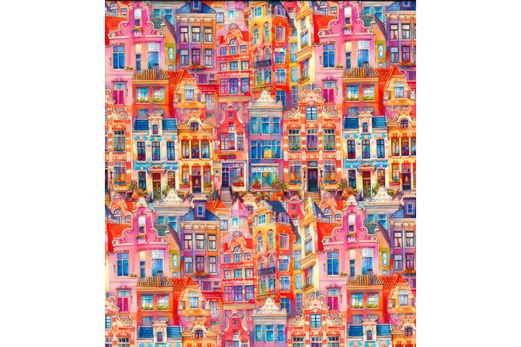 Canal Houses Cotton Poplin