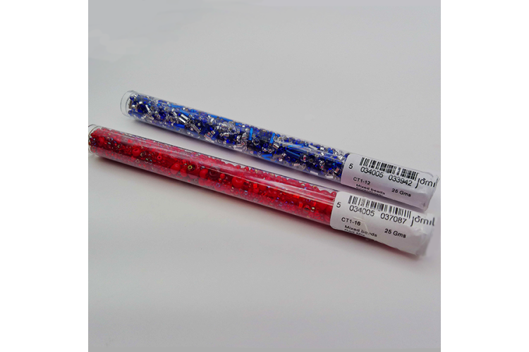 Candy Cane Tubes of Mixed Glass Beads Assorted Colours