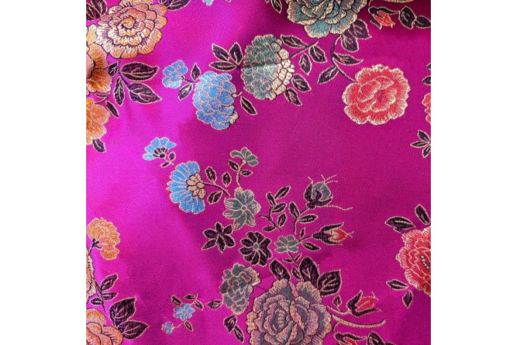 Cerise Floral Chinese Brocade