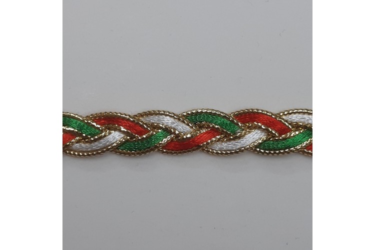 Christmas Plaited Braid 10mm Red/Green/White