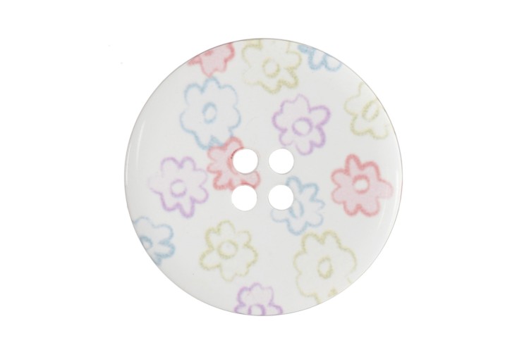 Clear Printed Flower Buttons 21mm 2B\2320