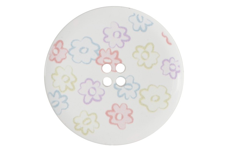 Clear Printed Flower Buttons 28mm 2B\2321