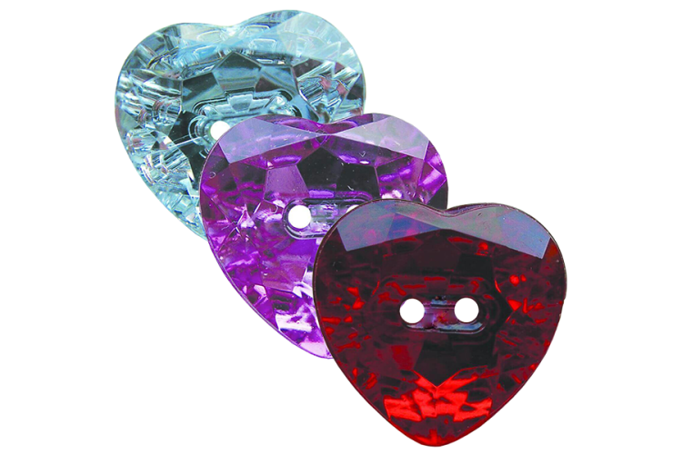 Crystal Heart Shaped Button 11.5mm