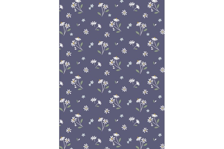 Daisies Dancing on Navy Blue