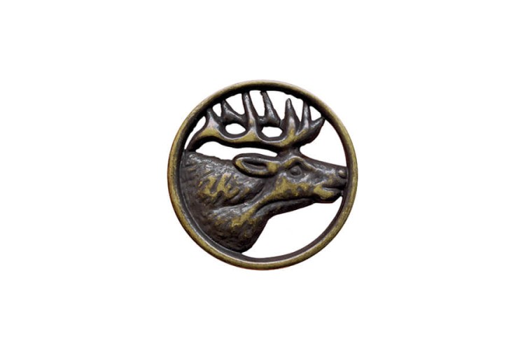 Deer Button 15mm Brass