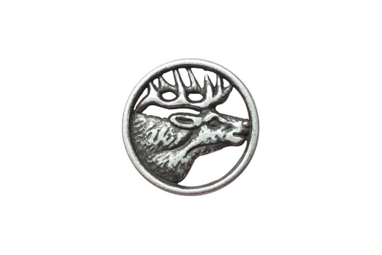 Deer Button 15mm Silver