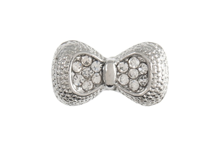 Diamante & Metal Bow Shank 16mm Silver