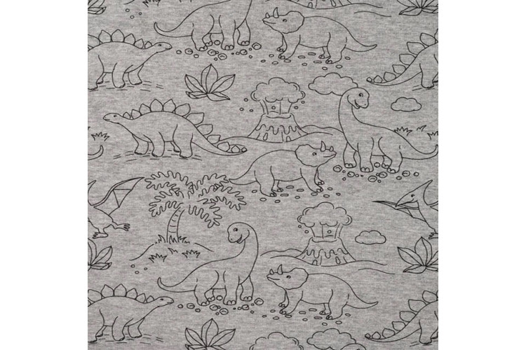 Dinosaurs Grey Melange Alpine Fleece
