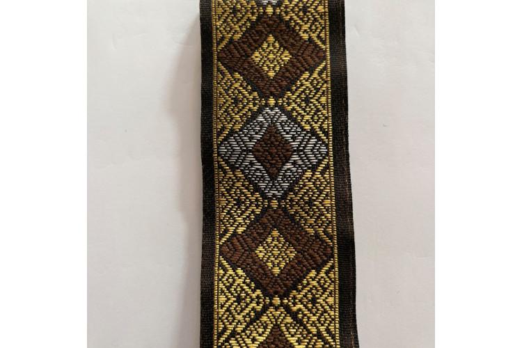 Dolls House Stair Carpet/Hall Runner Brown, Gold & Silver