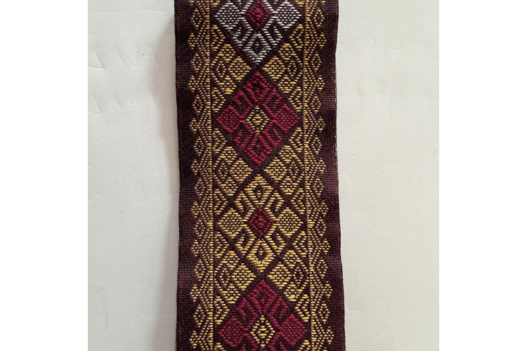 Dolls House Stair Carpet/Hall Runner Burgundy, Gold & Silver