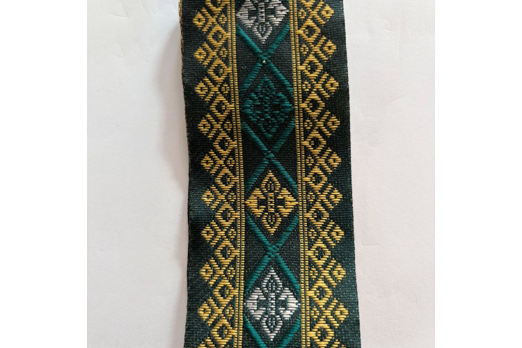 Dolls House Stair Carpet/Hall Runner Green, Gold & Silver