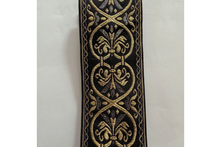 Dolls House Stair Carpet/Hall Runner Black, Gold & Silver