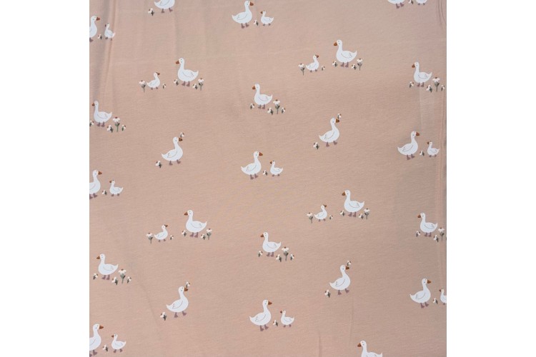 Ducks Coral Pink Cotton Jersey