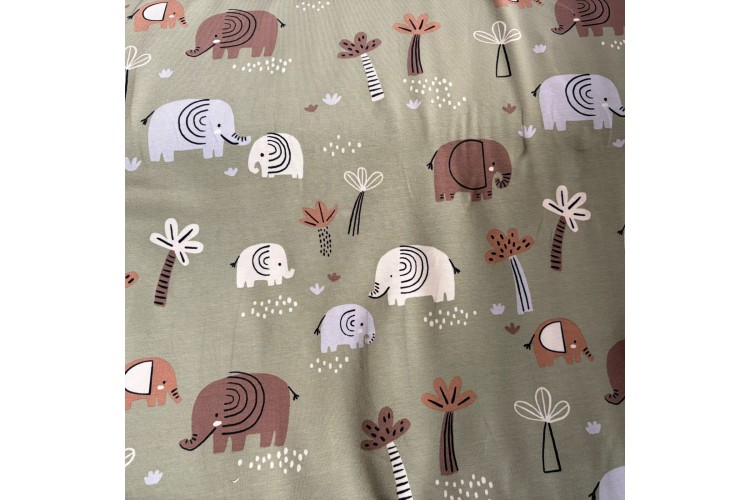 Elephants Green Cotton Jersey