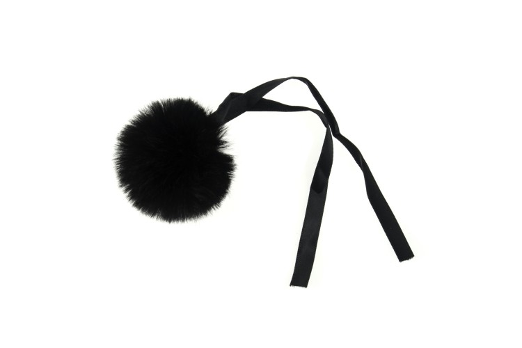 Faux Fur Pom Pom Black 6cm