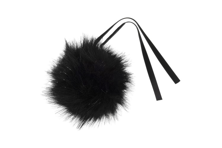 Faux Fur Pom Pom Black Glitter 11cm