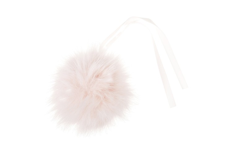 Faux Fur Pom Pom Bright Pink Glitter 11cm