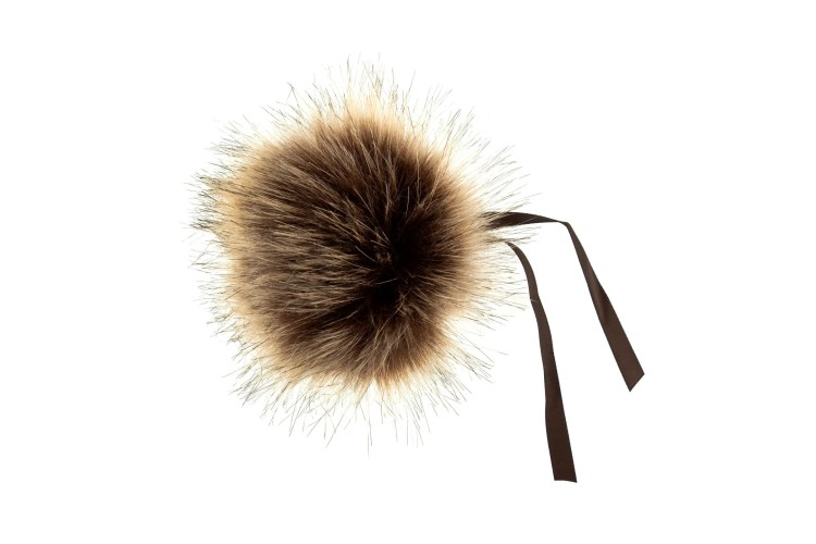 Faux Fur Pom Pom Brown Tipped 11cm