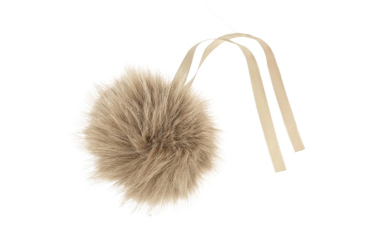 Faux Fur Pom Pom Cinnamon Glitter 11cm