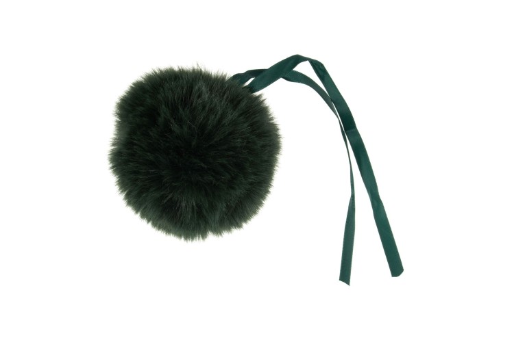 Faux Fur Pom Pom Dark Green 11cm