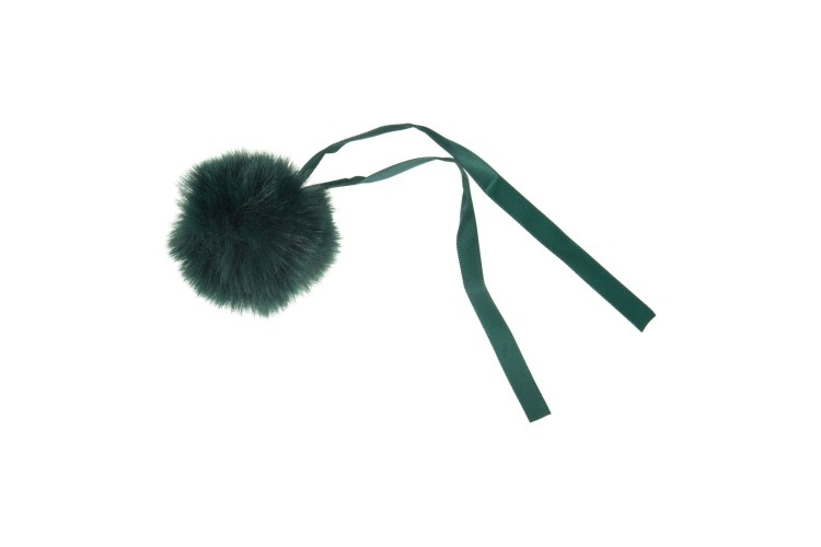 Faux Fur Pom Pom Dark Green 6cm