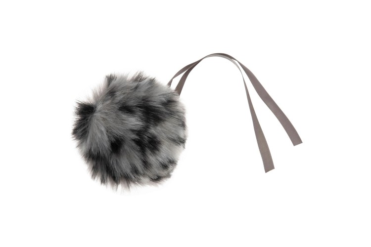 Faux Fur Pom Pom Grey Leopard 11cm