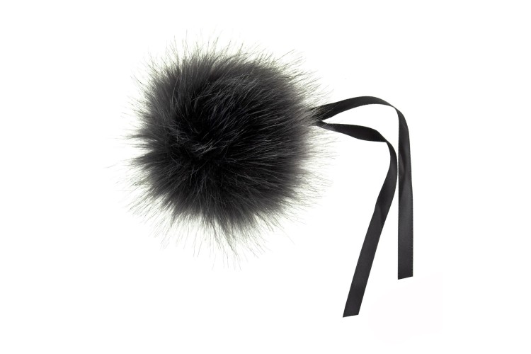 Faux Fur Pom Pom Grey Tipped 11cm