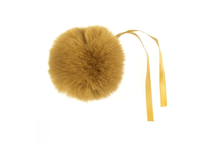 Faux Fur Pom Pom Mustard 11cm