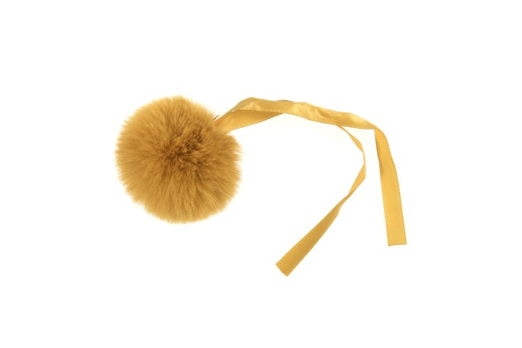 Faux Fur Pom Pom Mustard 6cm