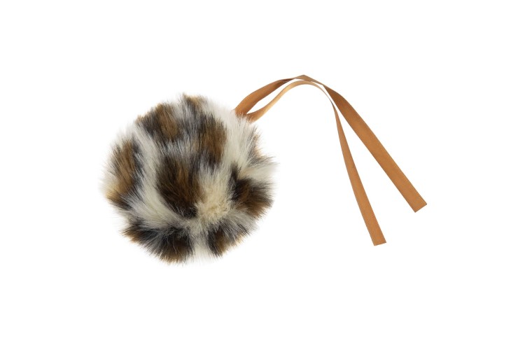 Faux Fur Pom Pom Natural Leopard 11cm