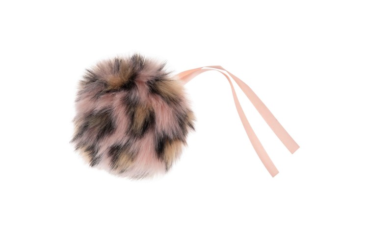 Faux Fur Pom Pom Pink Leopard 11cm