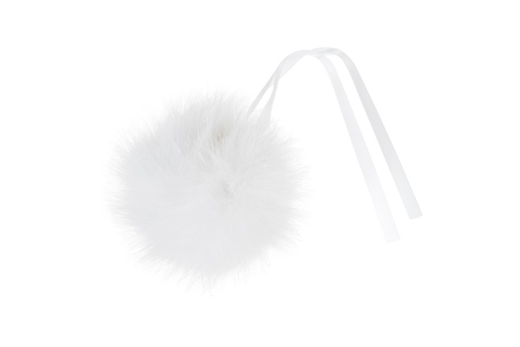 Faux Fur Pom Pom White Glitter 11cm